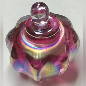 Handblown glass perfume bottle with glass stopper. Unsigned, USA, 1980's.